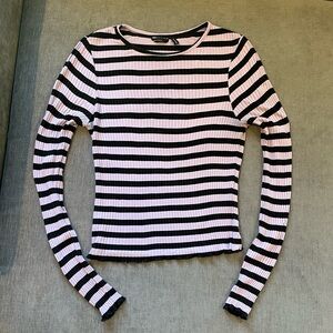 Striped Black and Purple Long Sleeve Top ASOS Design size 4